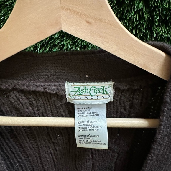 Vintage Ash Creek Trading Cable Knit Cardigan Sweater Large - Picture 3 of 6